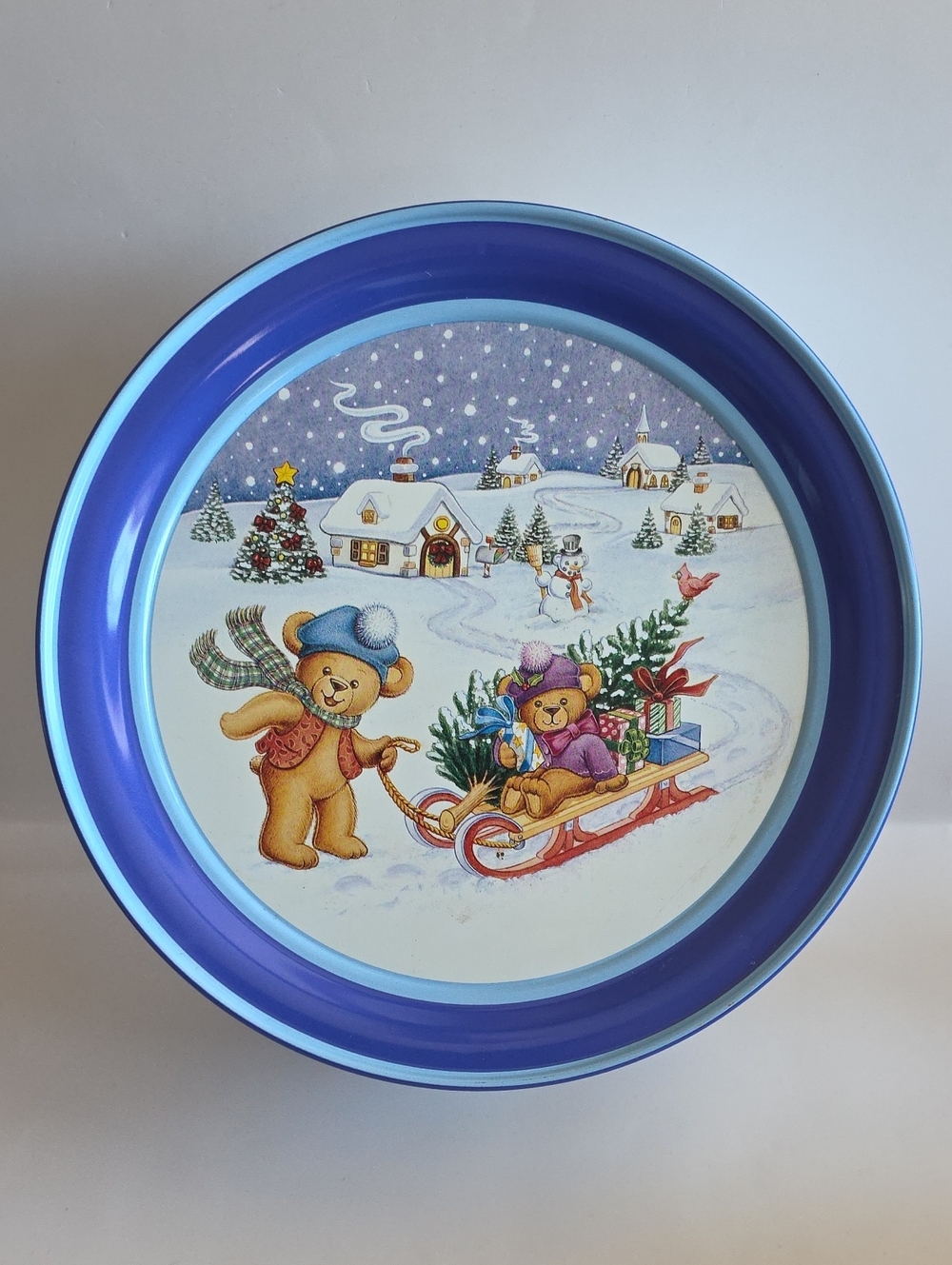Vintage 1994 Sweetie Bear Bakery Collectible 10" Diameter Christmas Tin